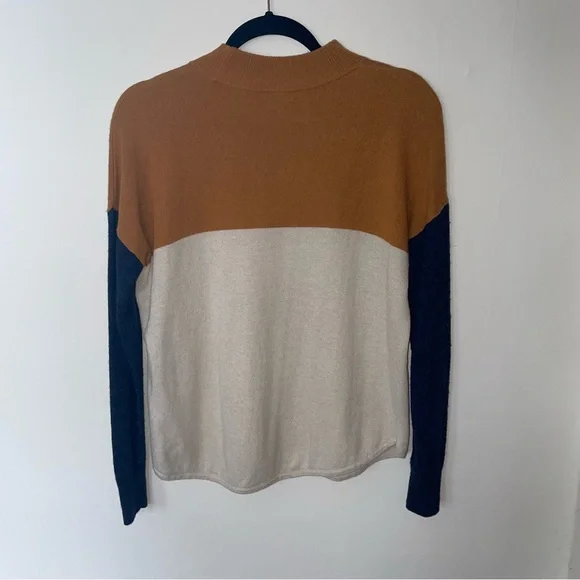 Madewell Ashbury Mockneck Sweater colorblock - Brown, Cream, and Navy - Picture 7 of 10